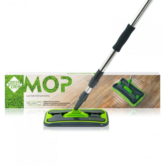 Универсальная швабра Green Fiber MOP с двумя насадками
